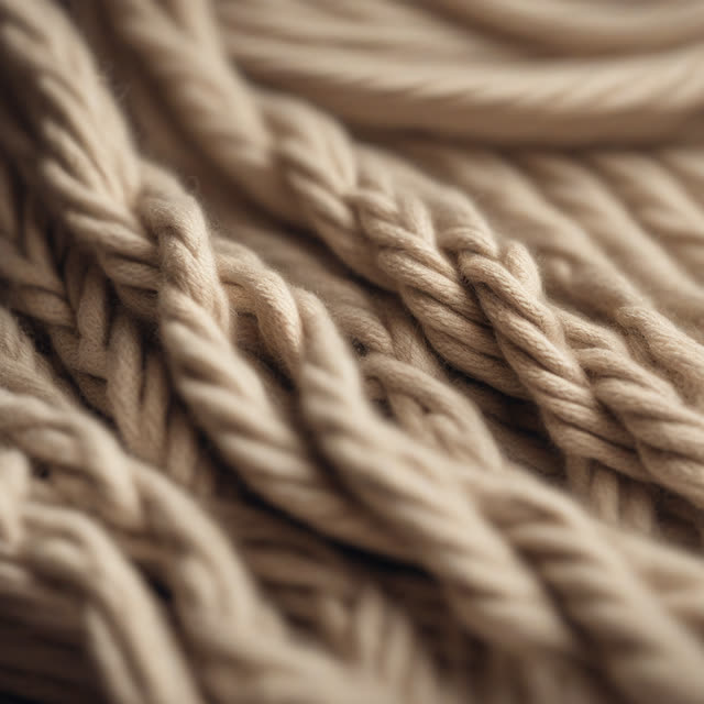 Macro view of cotton cable-knit weave