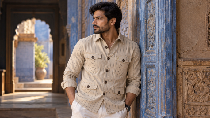 Rajputana Tobacco Linen Hunter Shirt