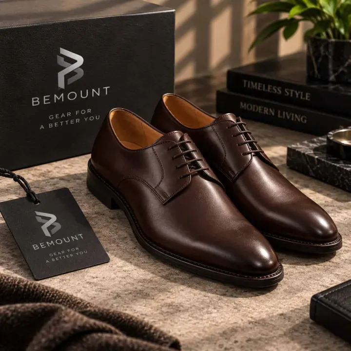 Bemount Rowan Brown Leather Derby Shoes