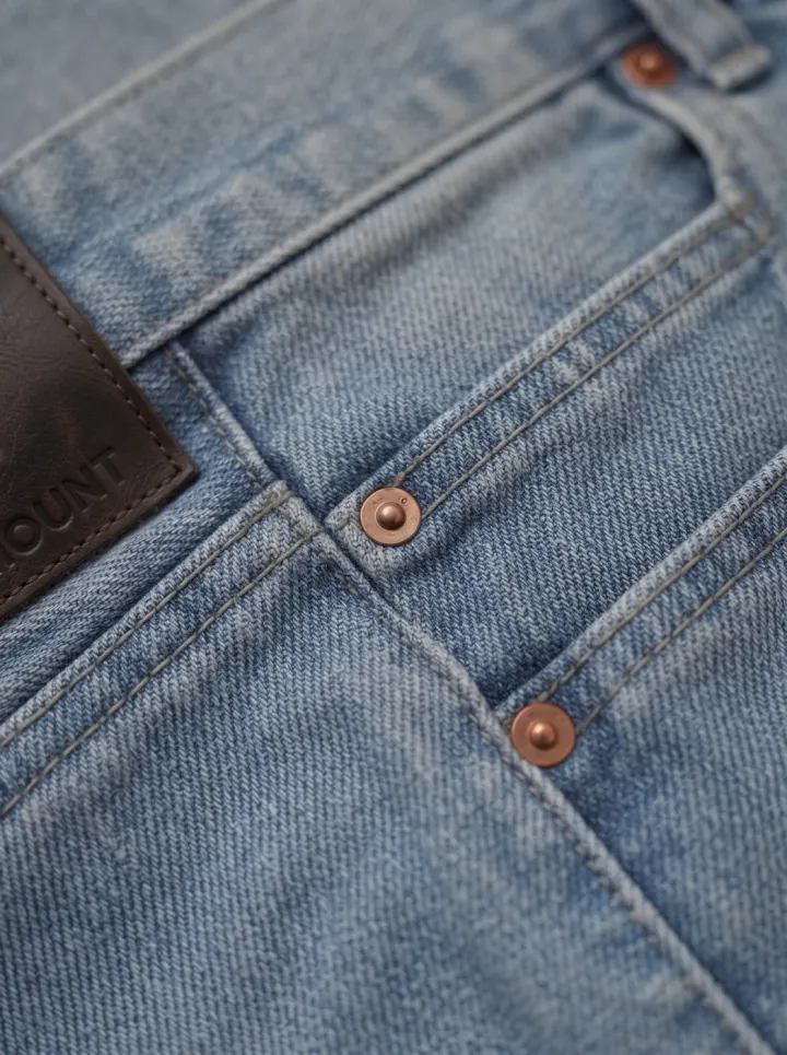 Bemount Bemount 90s Boulevard Baggy Jeans in Light Blue, texture view
