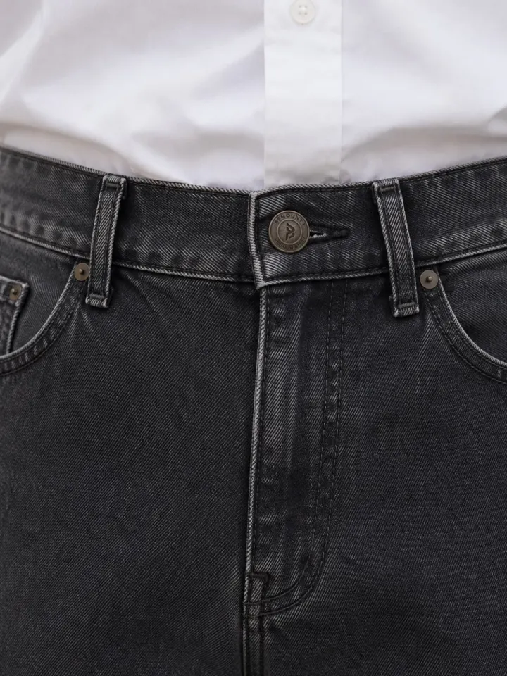 Bemount Bemount 90s Charcoal Core Baggy Jeans in Charcoal Black, waist view