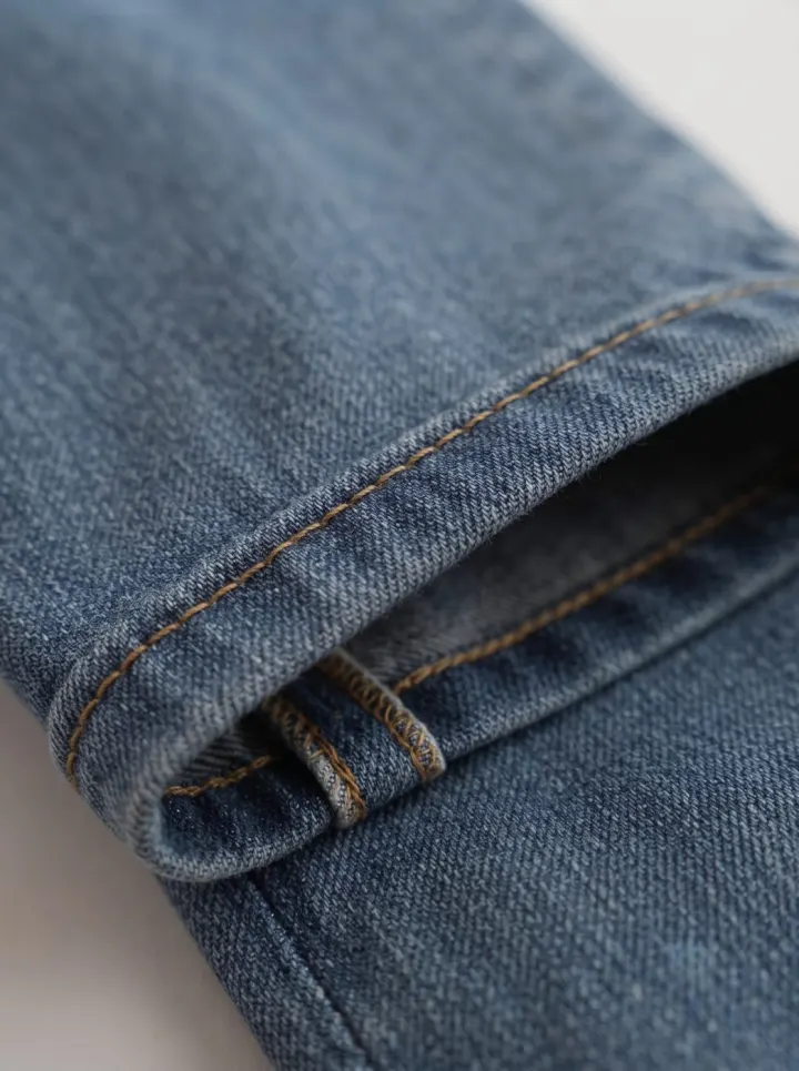 Bemount Bemount 90s Core Baggy Jeans in Mid Blue, hem view