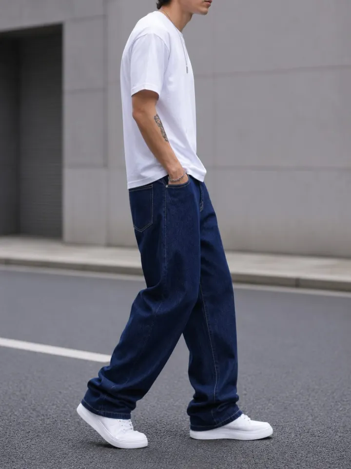 Bemount Bemount Midnight Blue Baggy Jeans in Midnight Blue, side view