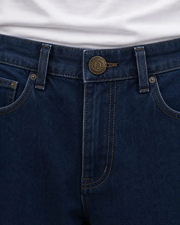 Bemount Bemount Midnight Blue Baggy Jeans in Midnight Blue, waist view