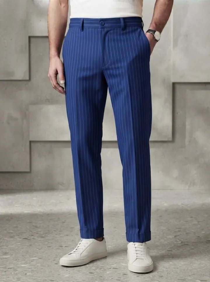 Bemount Cobalt Blue Pinstripe Chino, front view