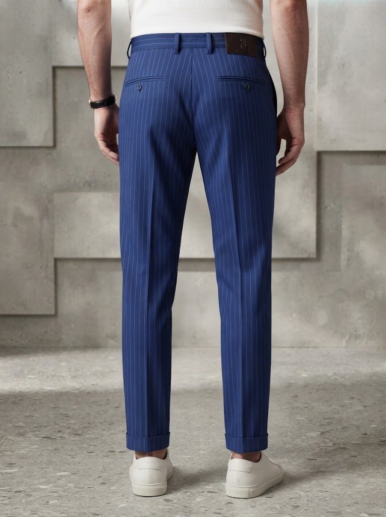 Cobalt Blue Pinstripe Chino, back view