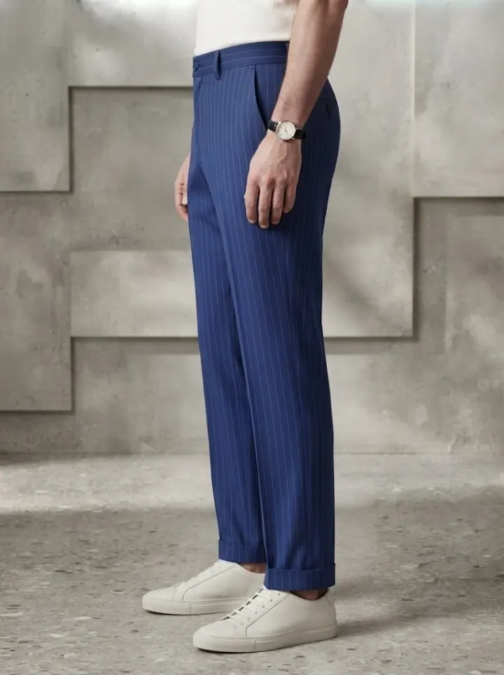 Bemount Cobalt Blue Pinstripe Chino, side view