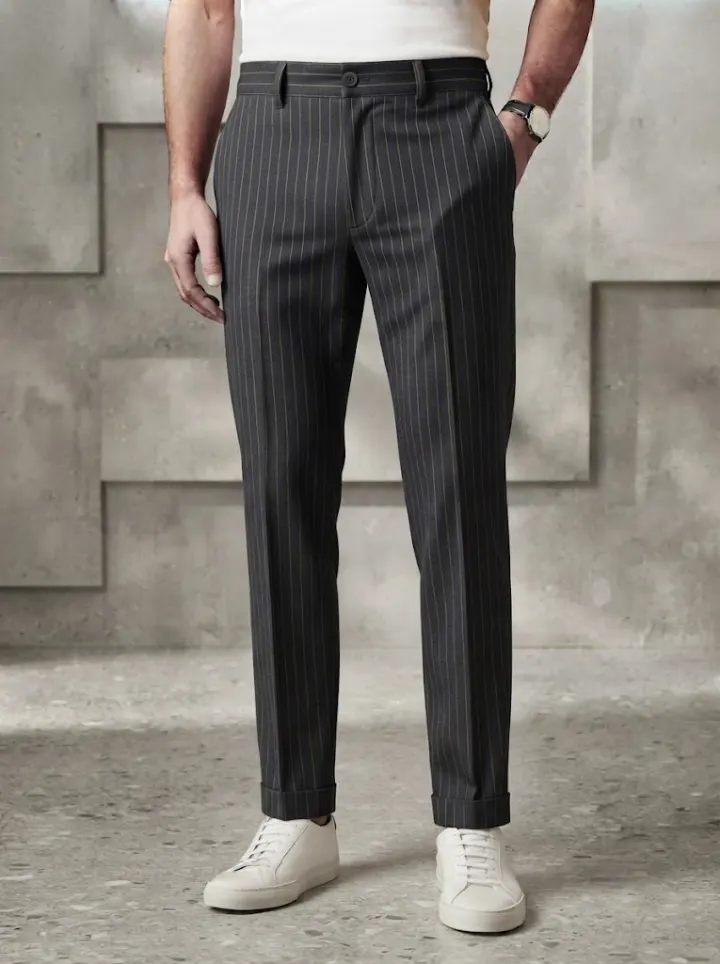 Bemount Deep Charcoal Pinstripe Chino, front view