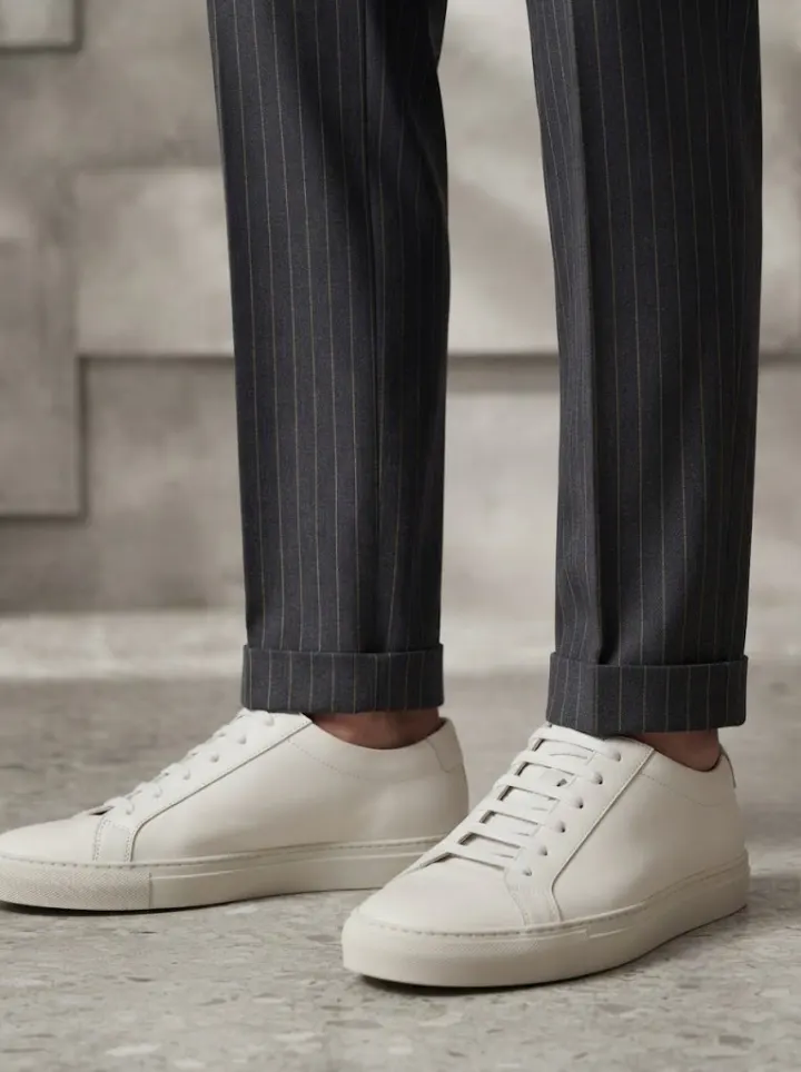 Bemount Deep Charcoal Pinstripe Chino, hem view