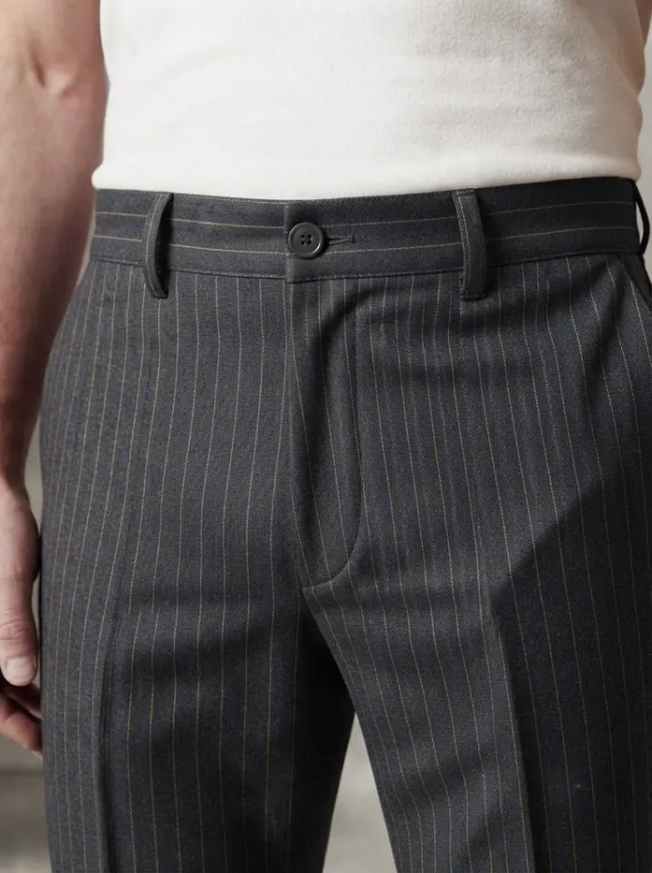 Bemount Deep Charcoal Pinstripe Chino, waist view