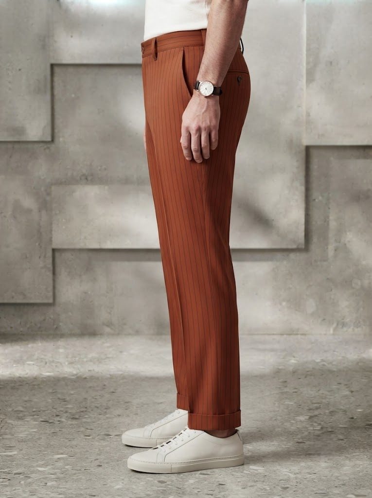 Earthy Rust Pinstripe Chino, side view