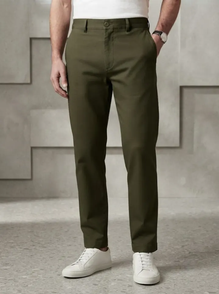 Bemount Olive Green Chino, front view