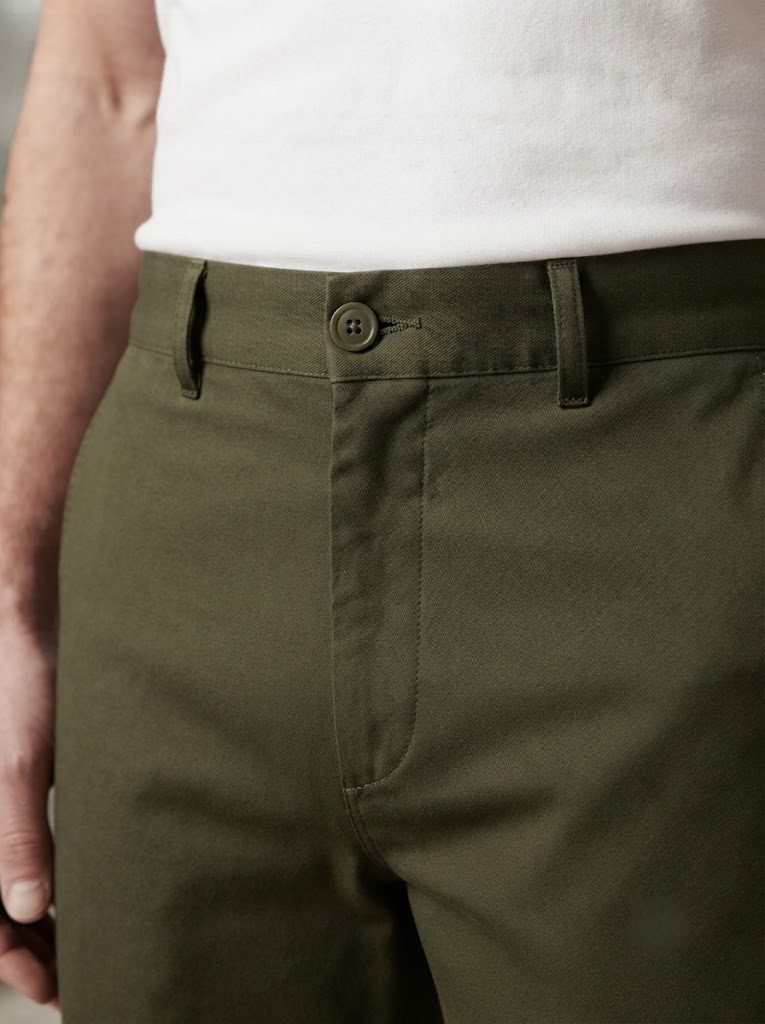 Olive Green Chino, waist view