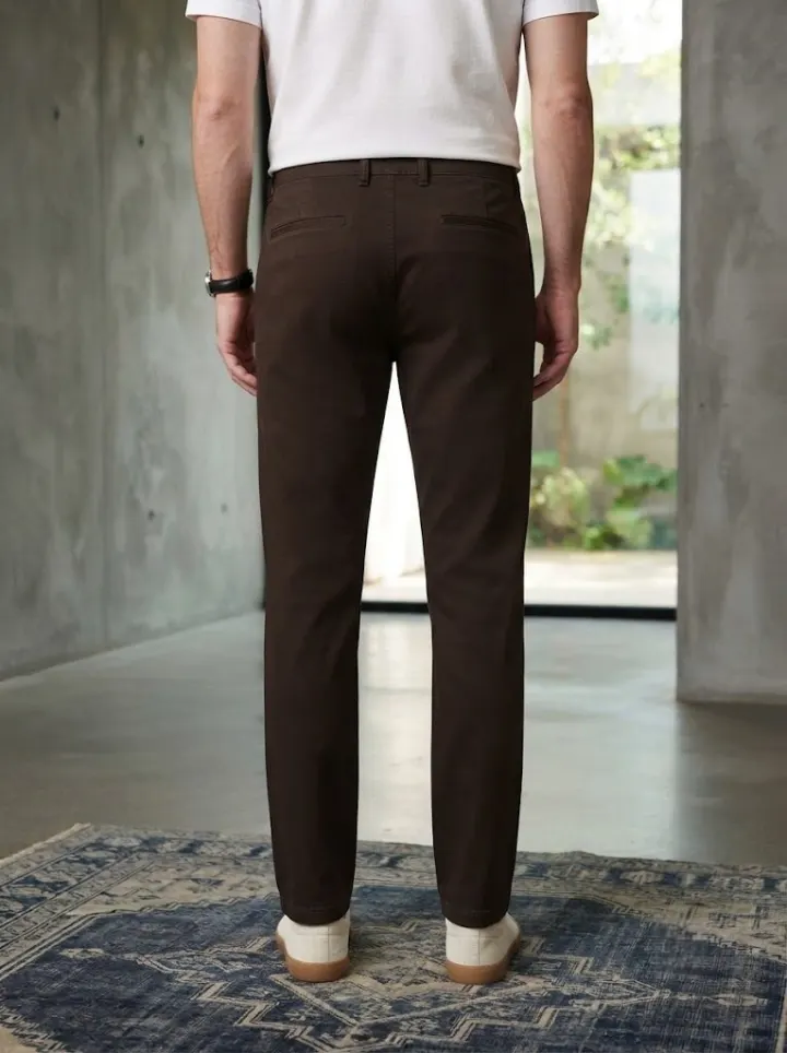 Bemount Pleated Dark Brown Chino, back view