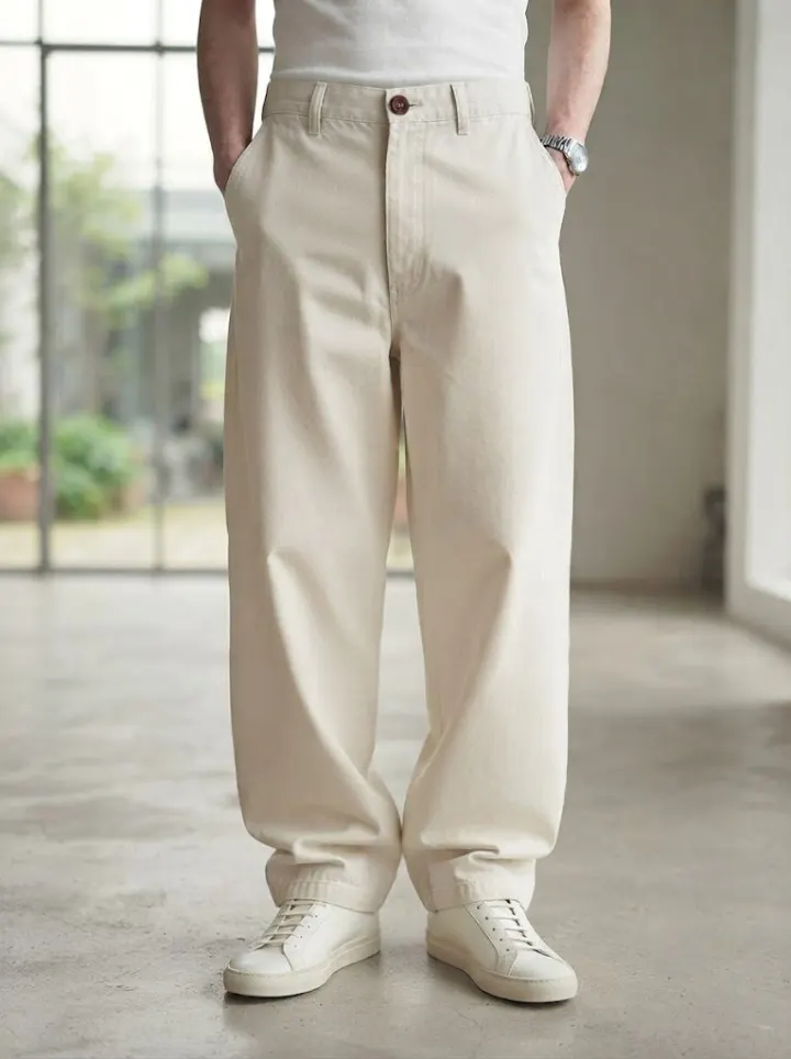 Bemount Wide-Leg Chino, Canvas White, front view