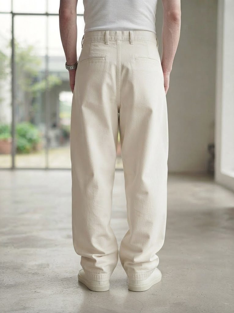 Wide-Leg Chino, Canvas White, back view