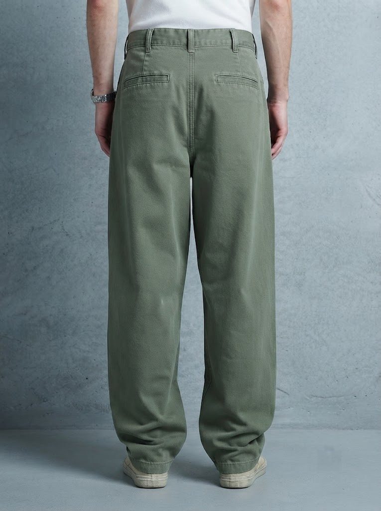 Wide-Leg Chino, Faded Military Green, back view