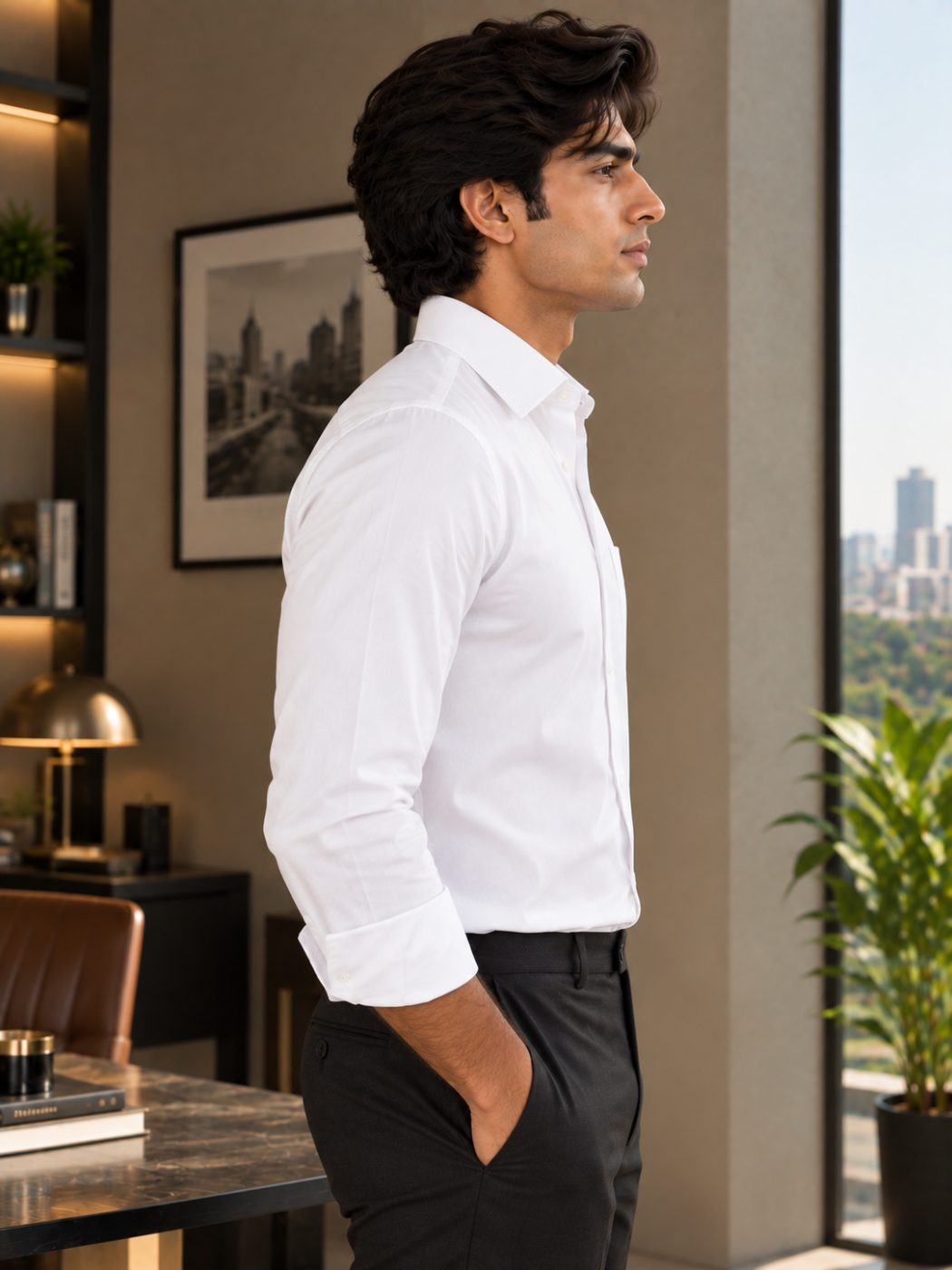 Bemount Bemount Signature White Poplin Shirt in White, side view