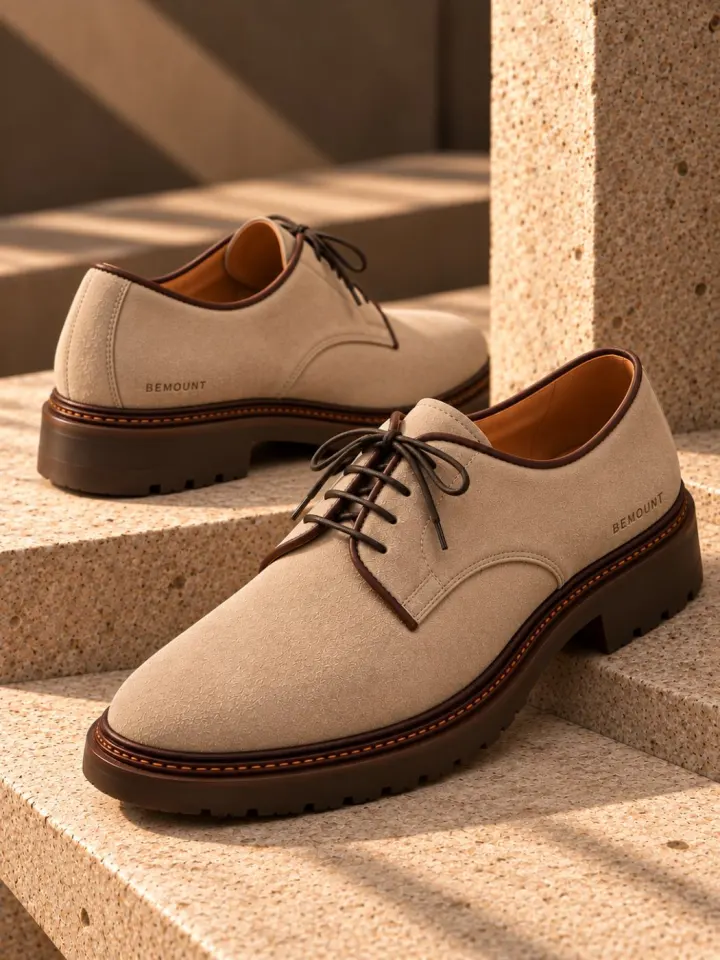 Bemount Bemount Atelier Suede Derby in Sand, side view