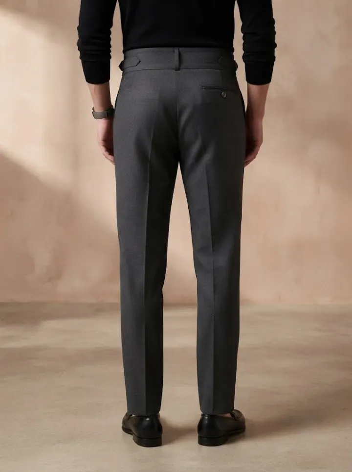 Bemount Elegant Charcoal Gurkha Trouser, back view