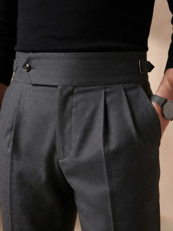 Bemount Elegant Charcoal Gurkha Trouser, waist view