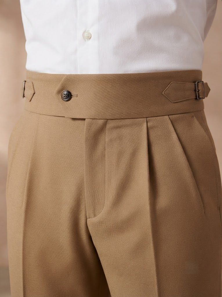 Elegant Khaki Gurkha Trouser, waist view