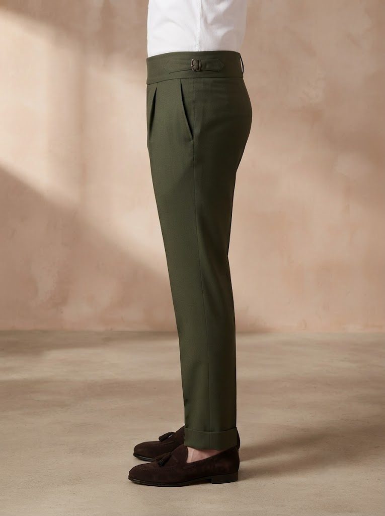 Sartorial Olive Gurkha Trouser, side view
