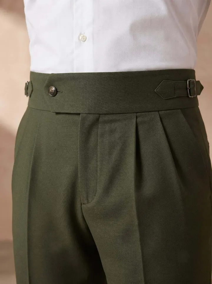 Bemount Sartorial Olive Gurkha Trouser, waist view