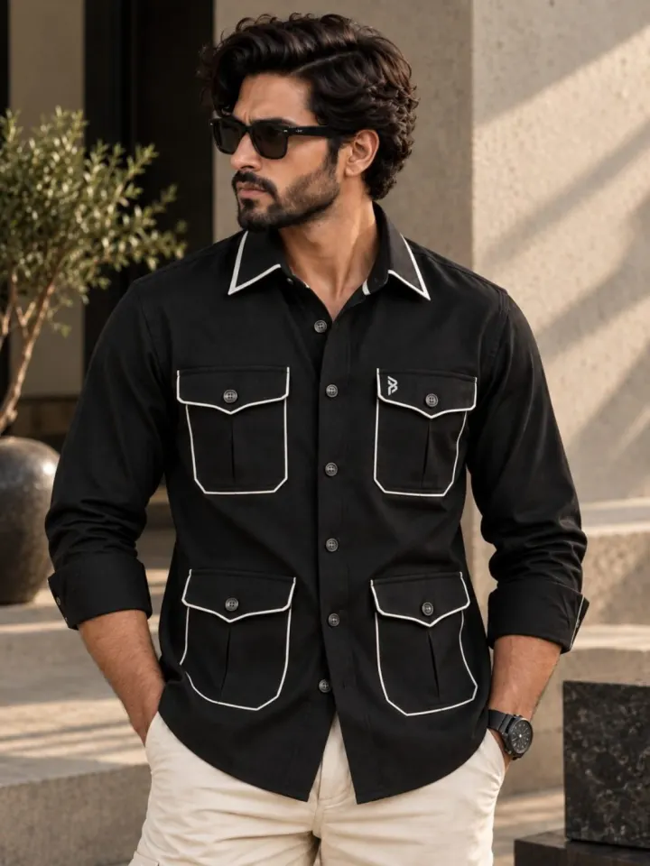 Bemount Noir Piped Hunter Shirt, view 1