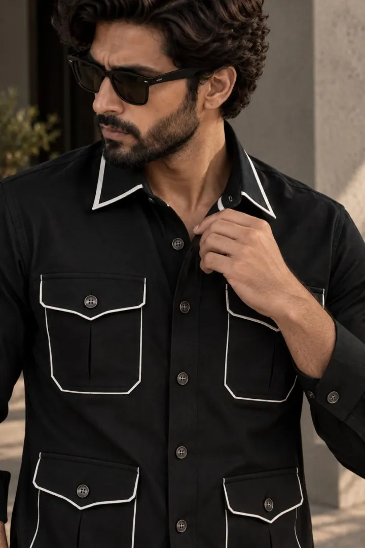 Bemount Noir Piped Hunter Shirt, view 5