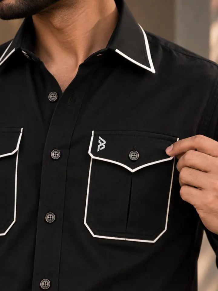 Bemount Noir Piped Hunter Shirt, view 6