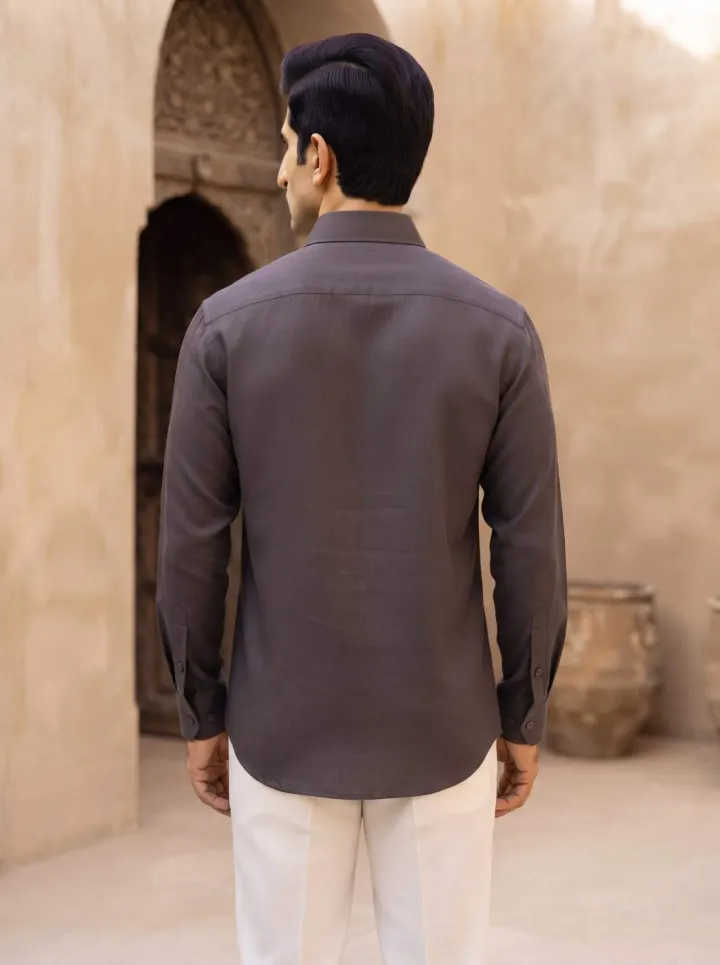 Bemount Rajputana Slate Linen Hunter Shirt, view 4