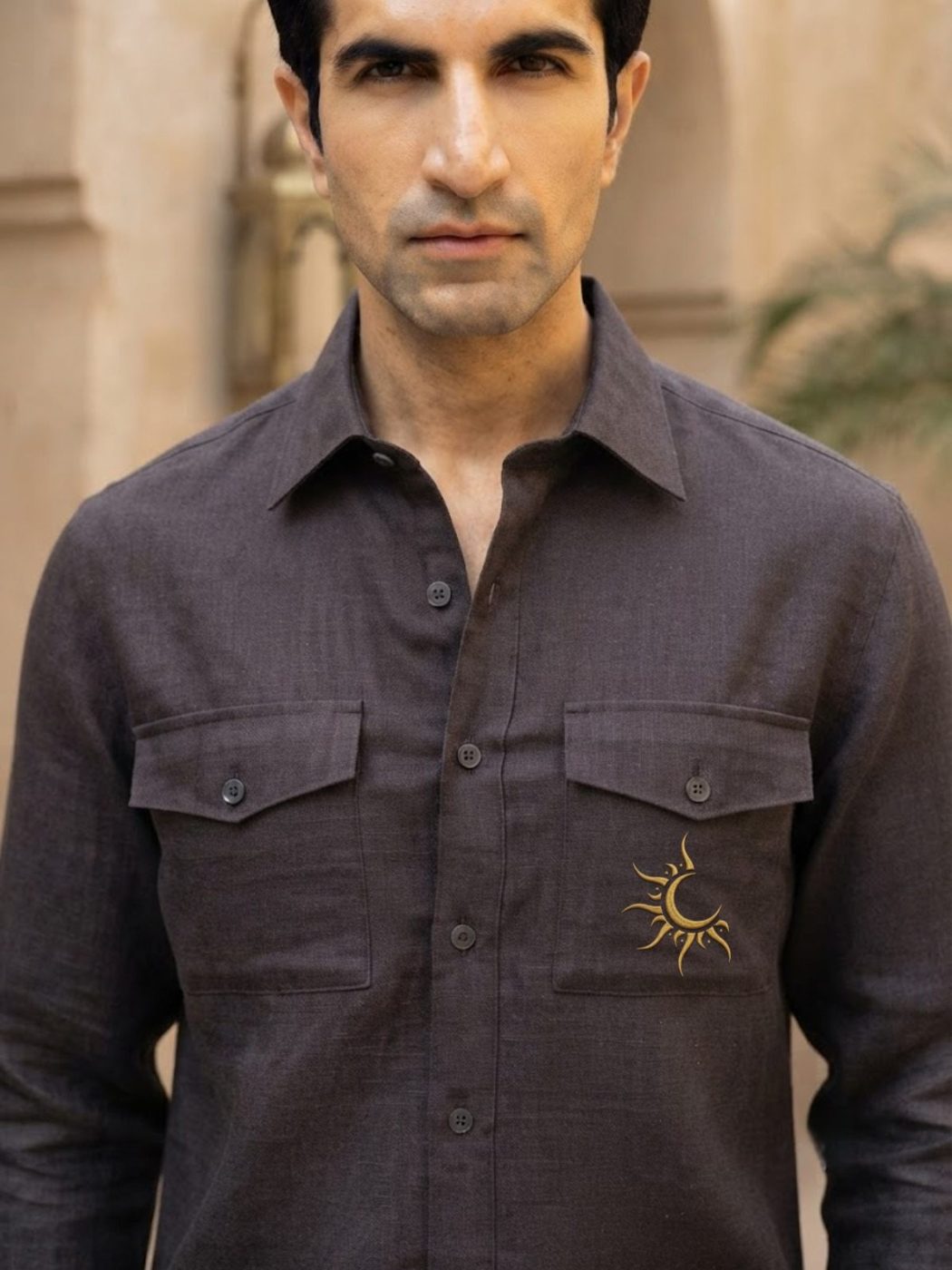 Rajputana Slate Linen Hunter Shirt, view 5