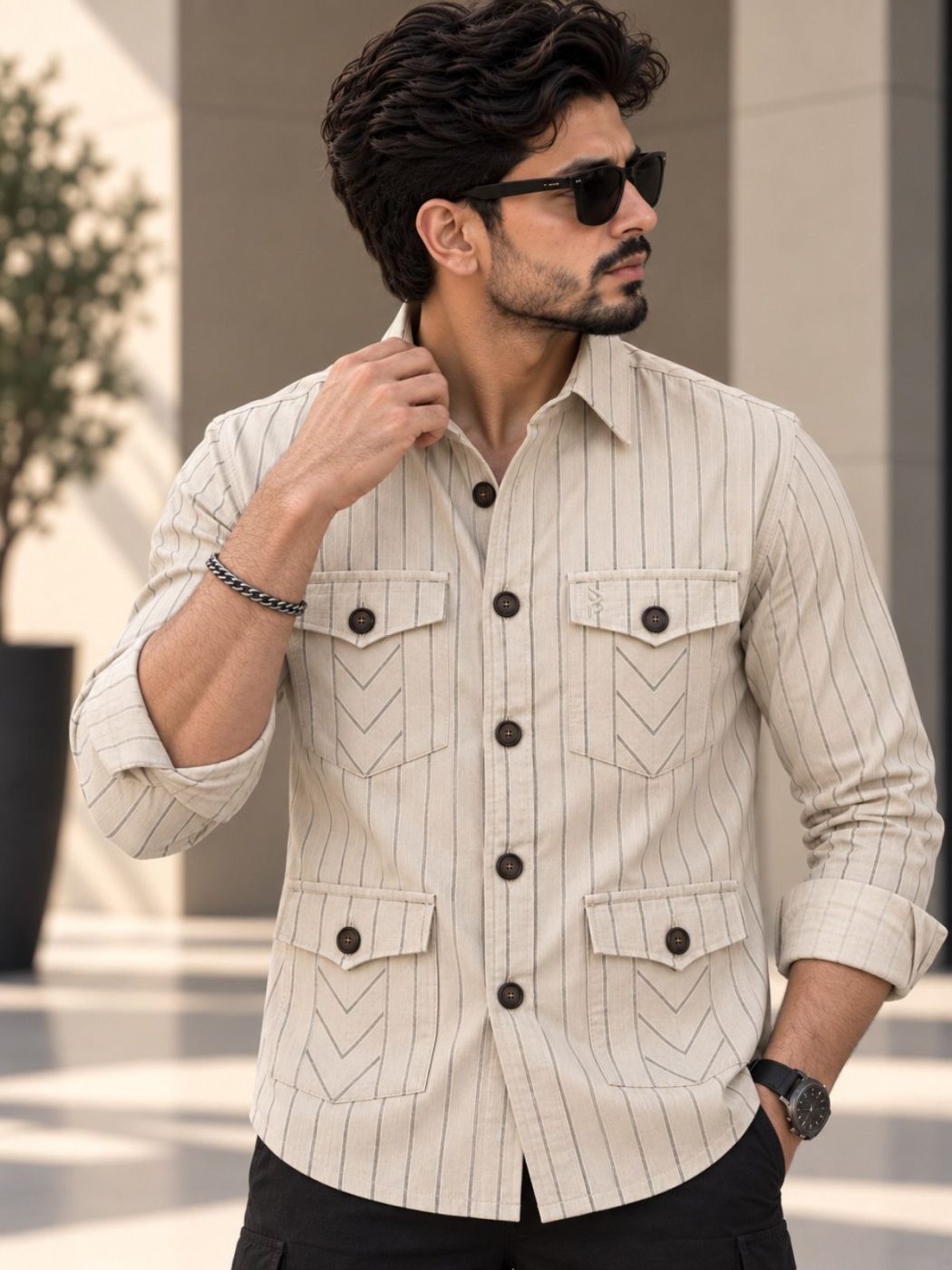 Ridgeway Pinstripe Hunter Shirt, view 2