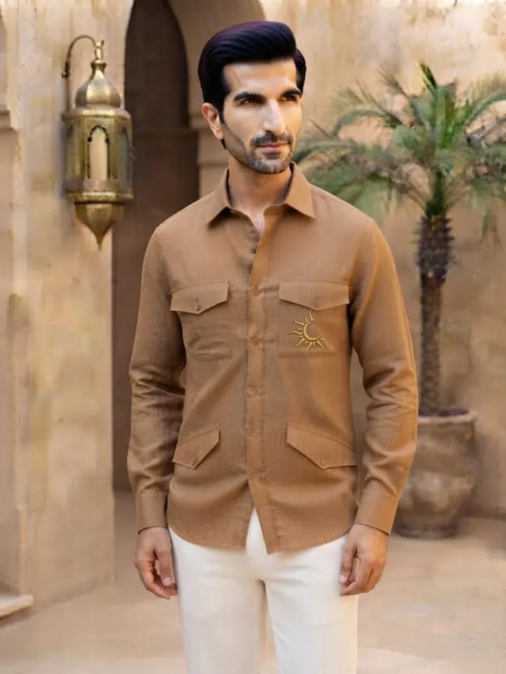 Bemount Rajputana Sahara Linen Hunter Shirt, view 1