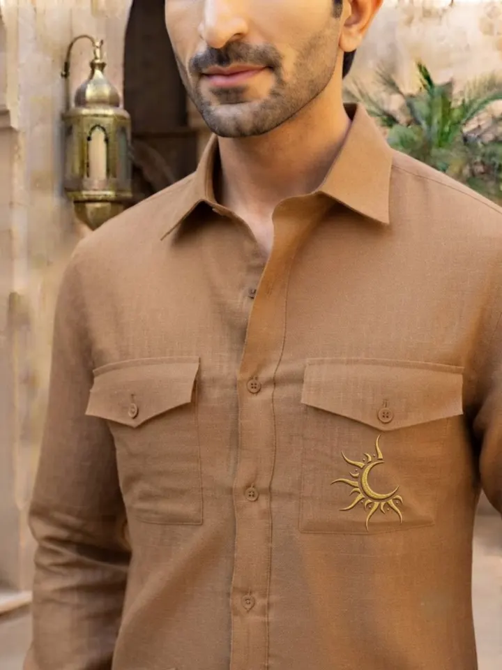Bemount Rajputana Sahara Linen Hunter Shirt, view 3