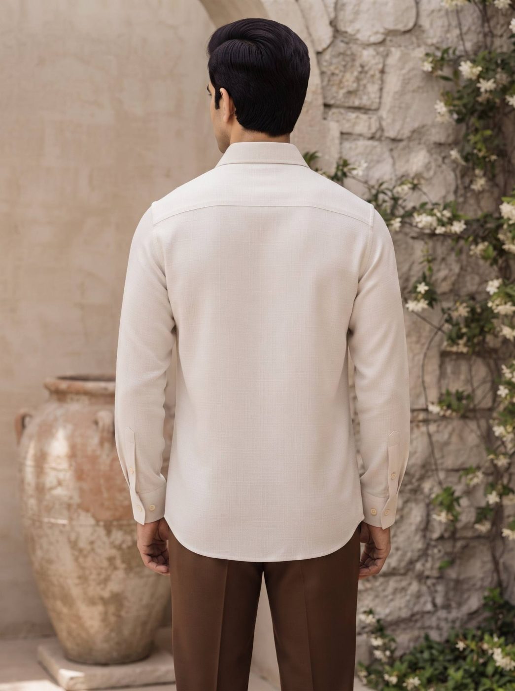 Rajputana White Linen Hunter Shirt, view 4