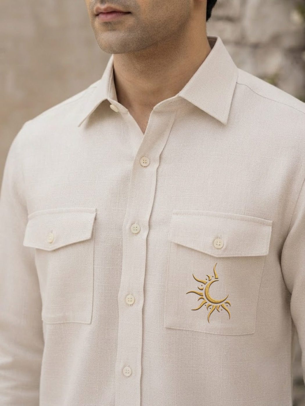 Rajputana White Linen Hunter Shirt, view 5