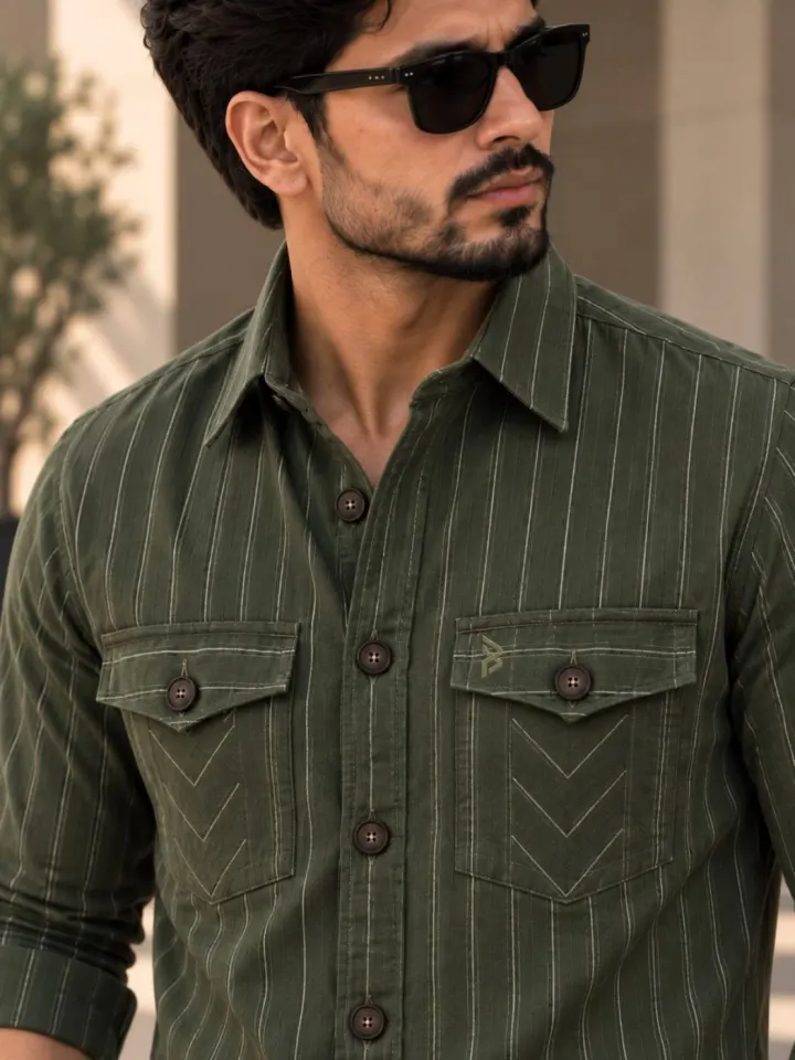 Bemount Woodland Pinstripe Hunter Shirt, view 4