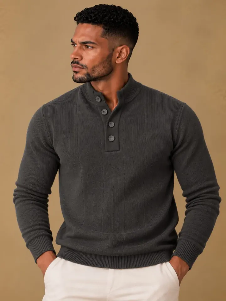 Bemount Bemount Charcoal Grey Contemporary Henley, view 2
