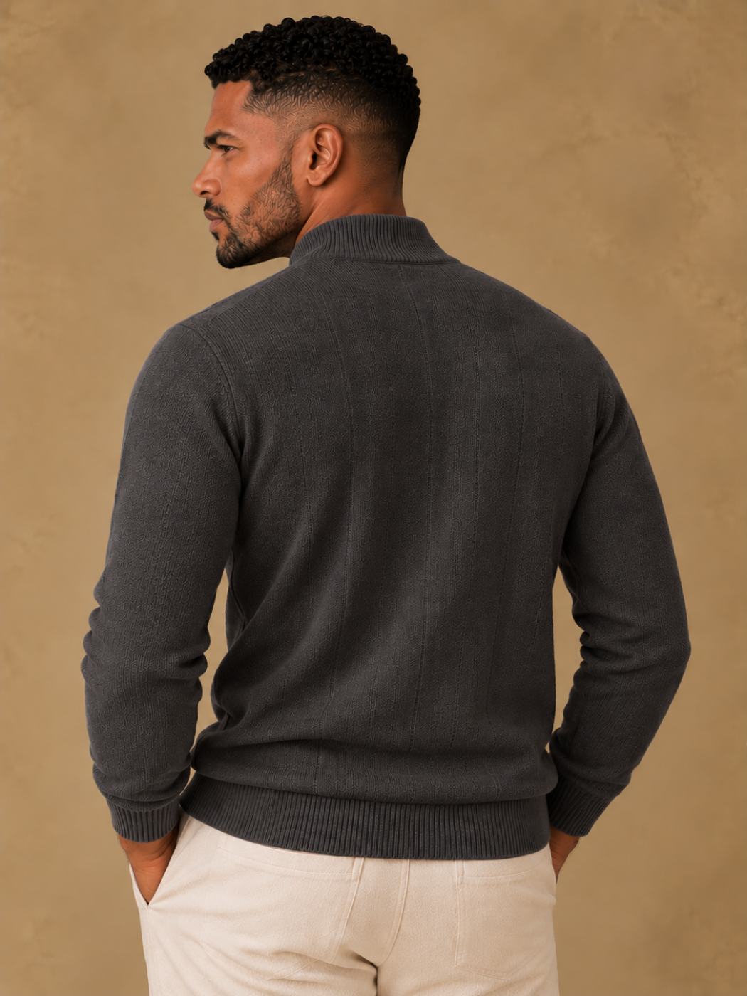 Bemount Bemount Charcoal Grey Contemporary Henley, view 4