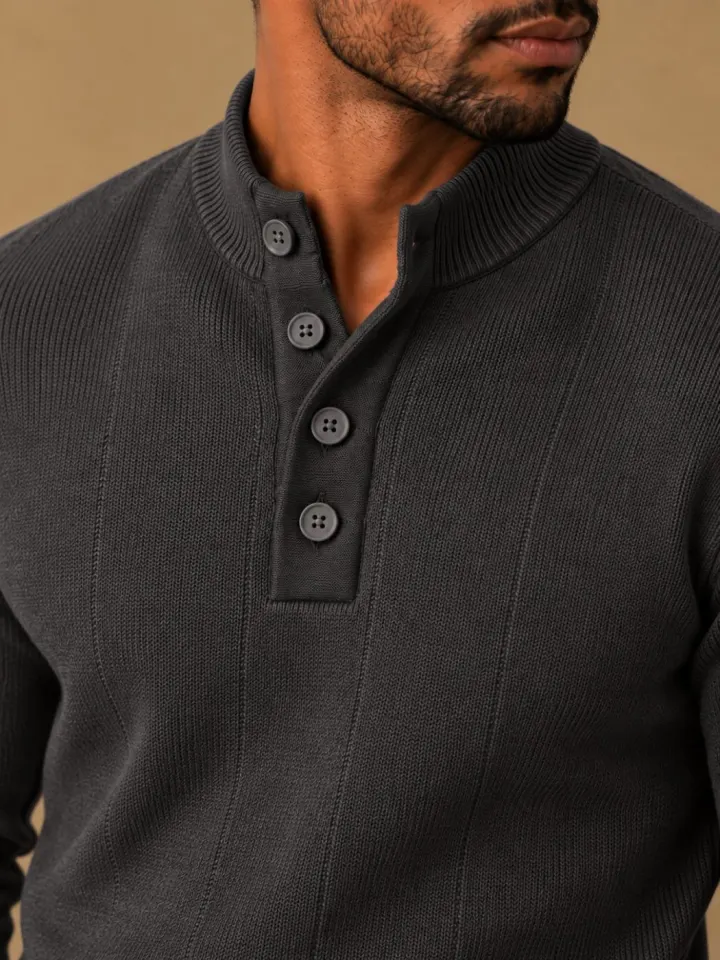 Bemount Bemount Charcoal Grey Contemporary Henley, view 6
