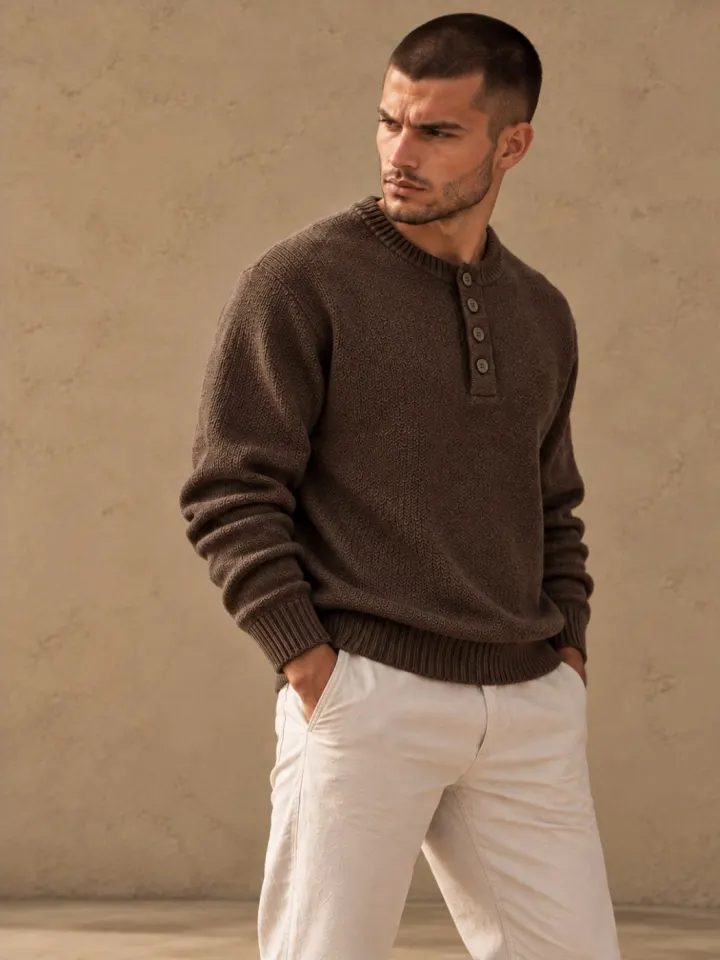 Bemount Bemount Dark Mocha Brown Soft Luxe Henley, view 2