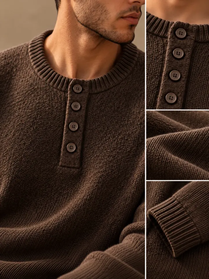 Bemount Bemount Dark Mocha Brown Soft Luxe Henley, view 5