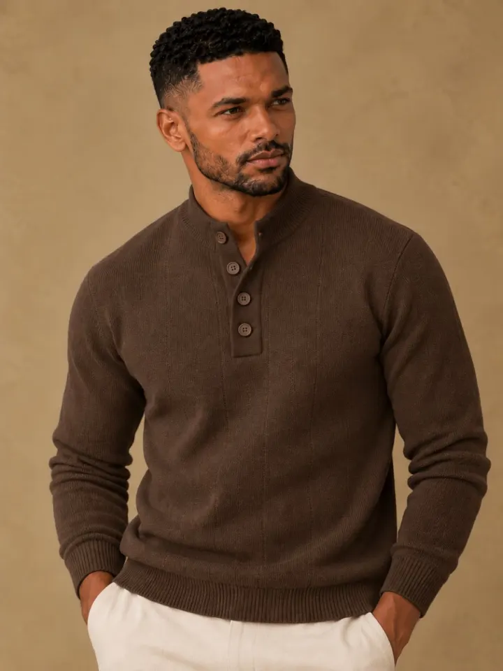 Bemount Bemount Deep Chocolate Contemporary Henley, front view