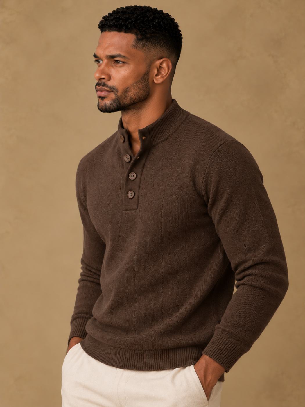 Bemount Bemount Deep Chocolate Contemporary Henley, view 2