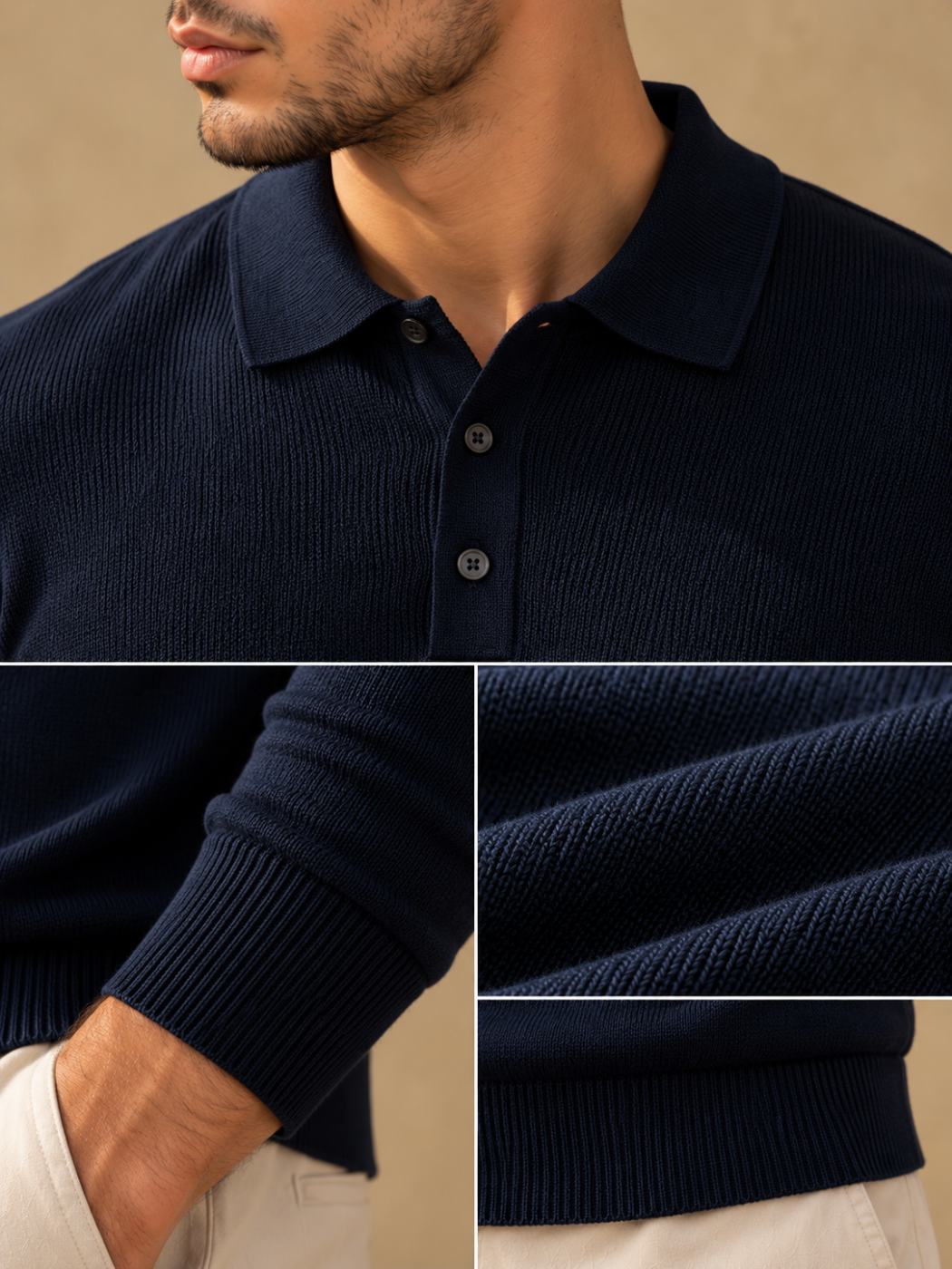 Bemount Bemount Midnight Navy Essential Fine-Gauge Knit Polo, view 5