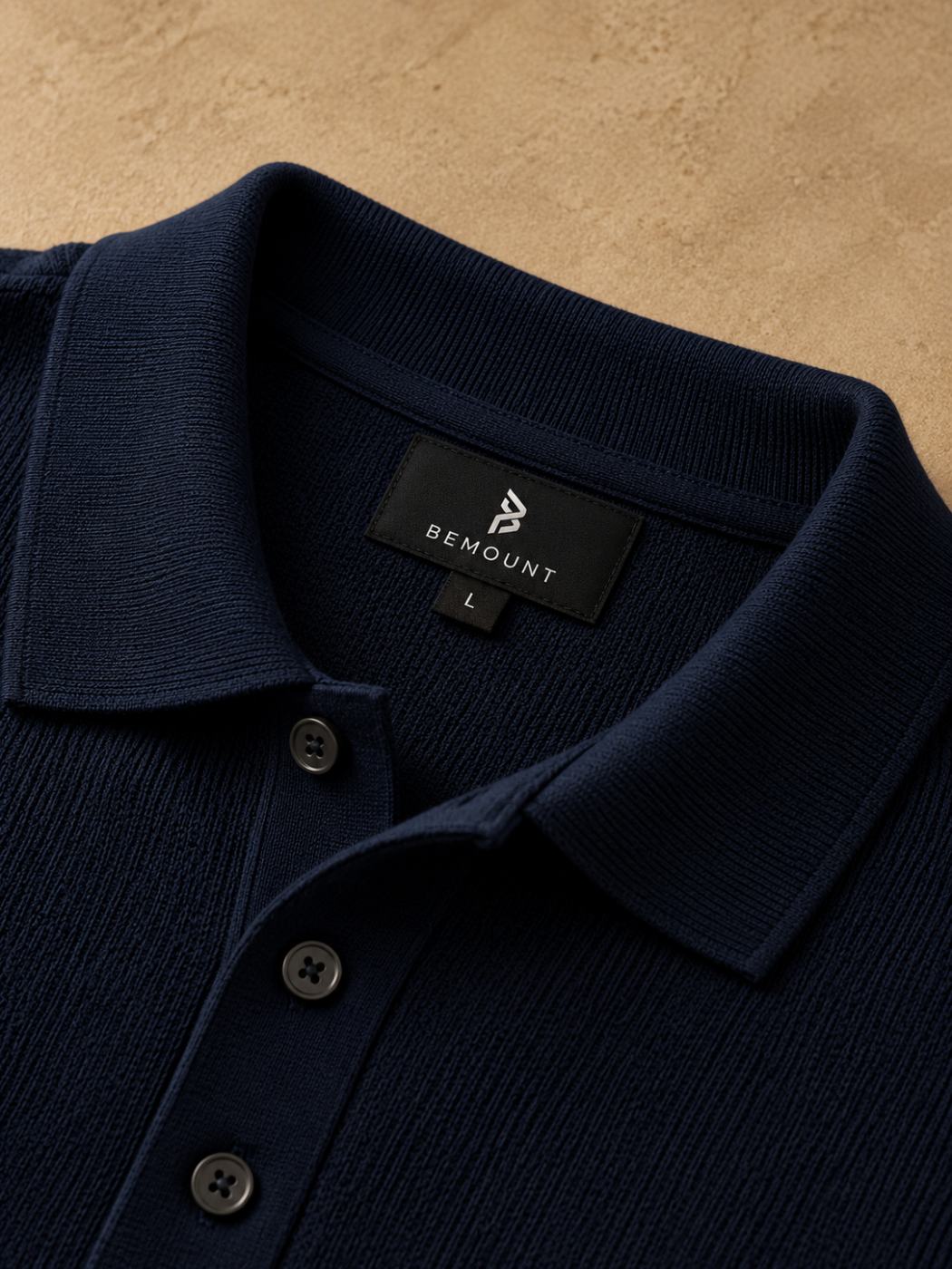 Bemount Bemount Midnight Navy Essential Fine-Gauge Knit Polo, view 6