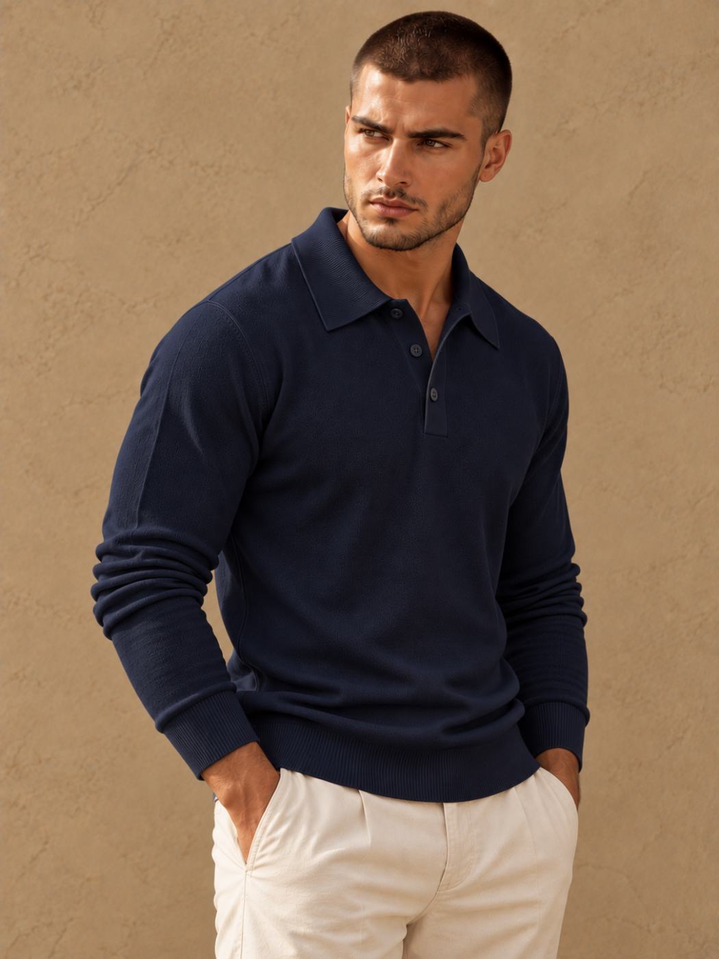 Bemount Bemount Midnight Navy Placket Polo, front view