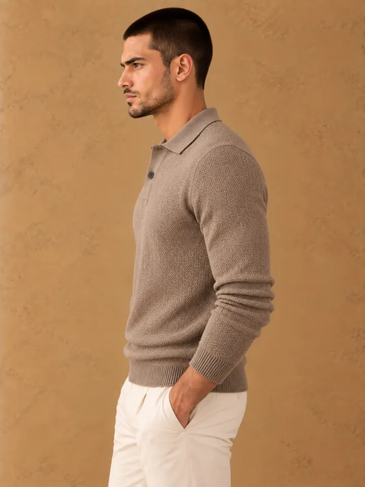 Bemount Bemount Mushroom Textured Polo, view 2